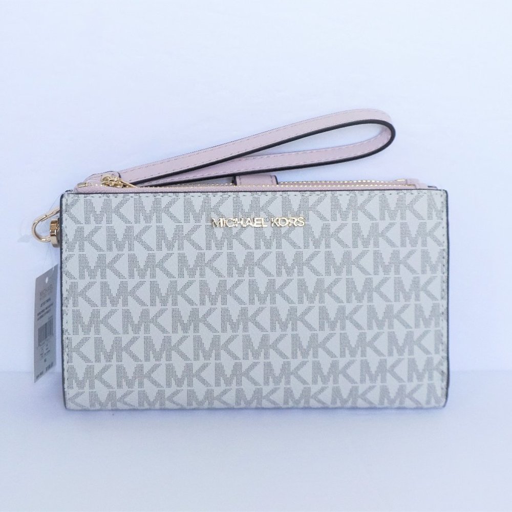 Michael Kors Double Zip Wristlet MK Vanilla Pink